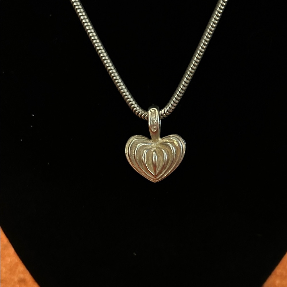 Lagos Caviar 925 Ribbed Puffy Heart Pendant w-925 16” Snake Chain